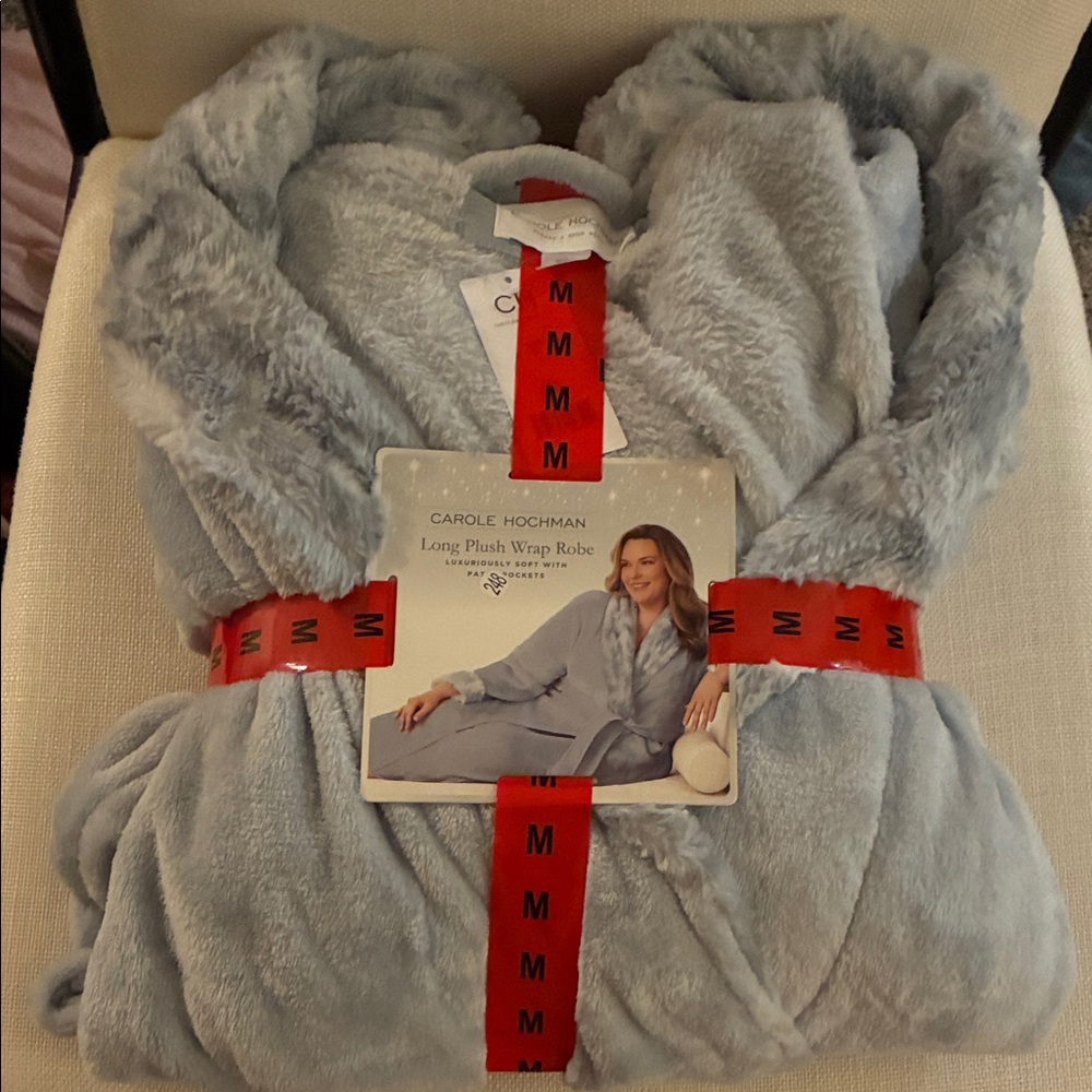 Midnight by Carole Hochman light blue Plush Wrap Robe